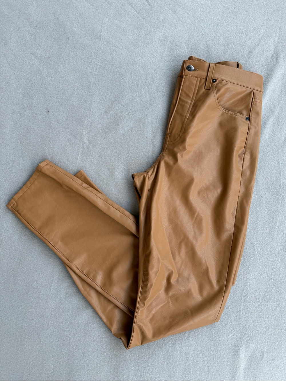 Veronica Beard Maera Extra High Rise Skinny Faux Leather Pants Sz 28/6 Brown